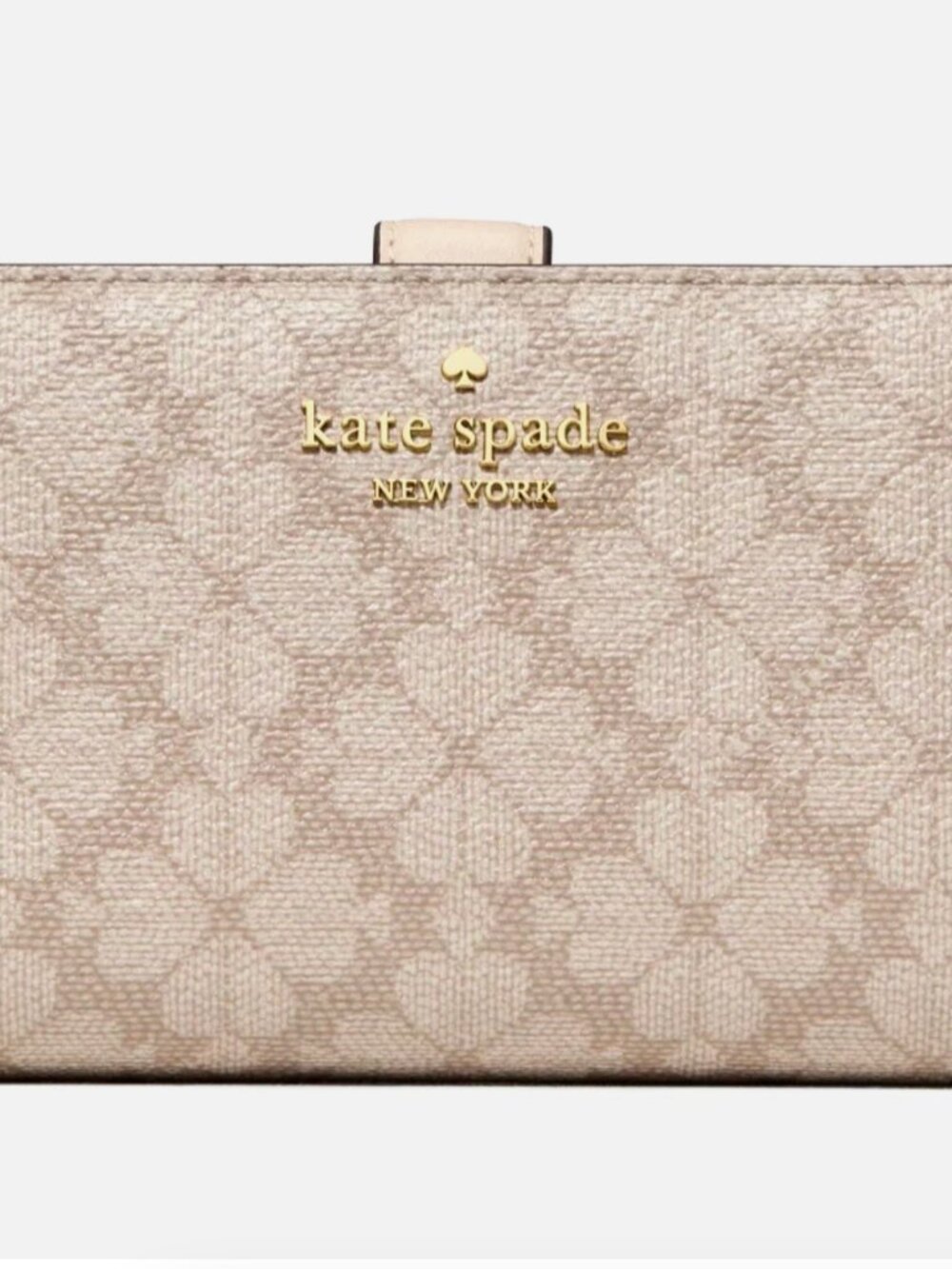 New Kate Spade Signature Spade Flower Medium Bifold Wallet Dark Beige Moon Dust - Picture 2 of 4